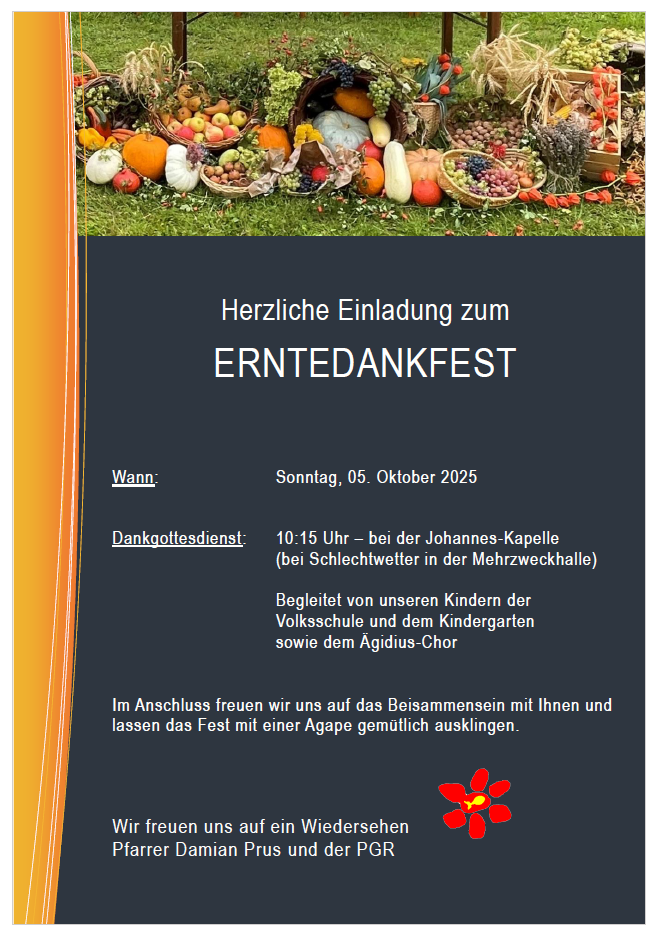 Erntedankfest 2025 Einladung