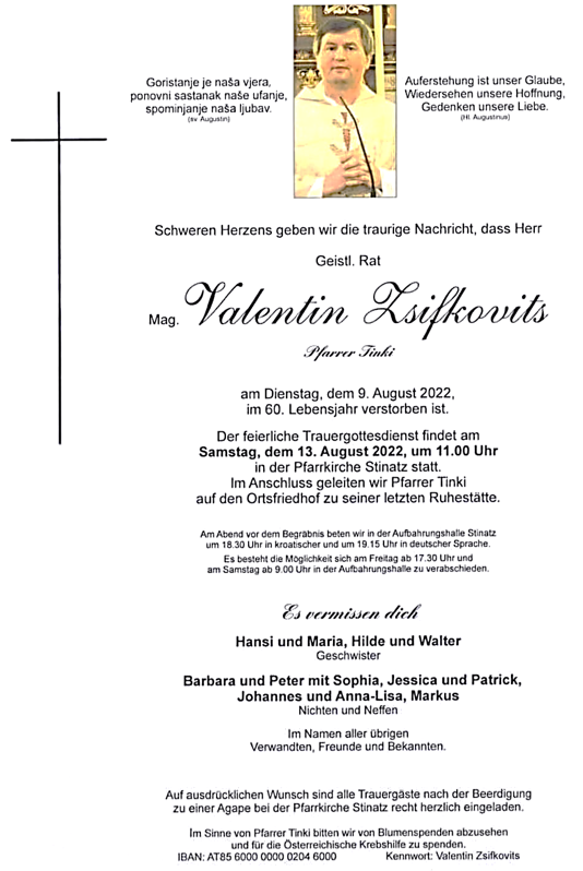 Nachruf Valentin ZSIFKOVITS